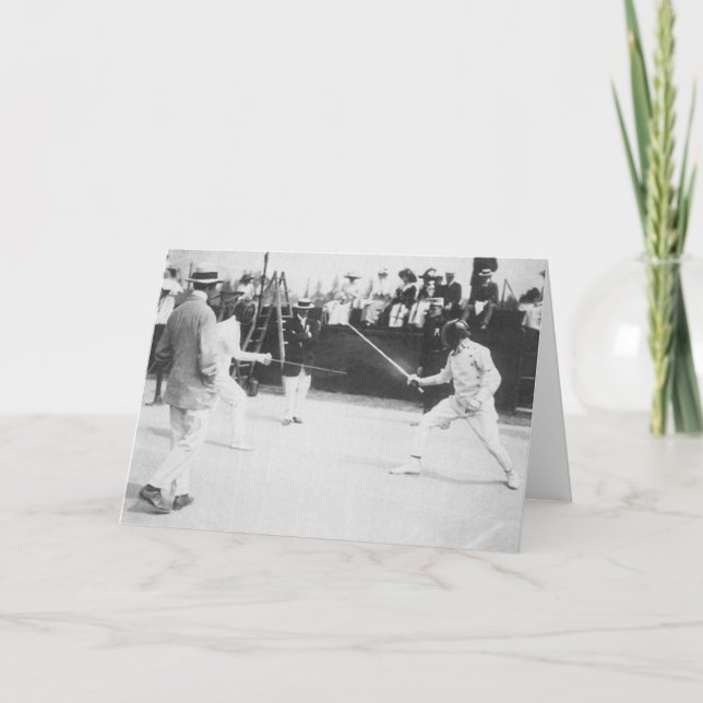 Vintage General Patton Fencing Note Card (Front)