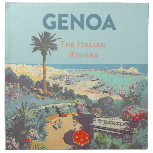 Vintage Genoa Italian Riviera Travel Poster 1931 Cloth Napkin