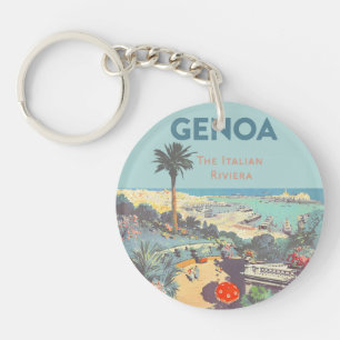 Vintage Genoa Italian Riviera Travel Poster 1931 Keychain