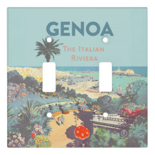 Vintage Genoa Italian Riviera Travel Poster 1931  Light Switch Cover