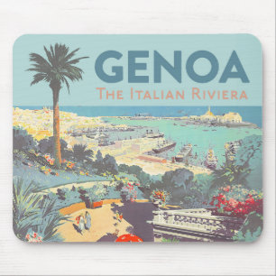 Vintage Genoa Italian Riviera Travel Poster 1931  Mouse Pad
