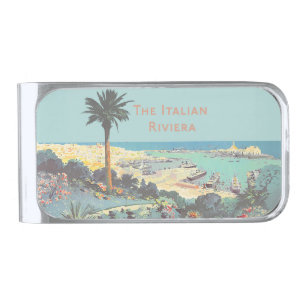 Vintage Genoa Italian Riviera Travel Poster 1931 Silver Finish Money Clip
