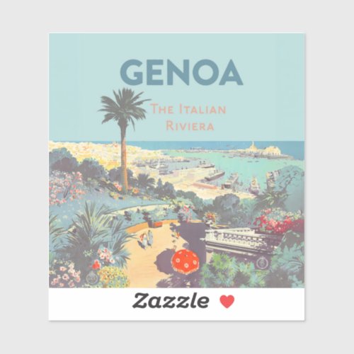 Vintage Genoa Italian Riviera Travel Poster 1931  Sticker