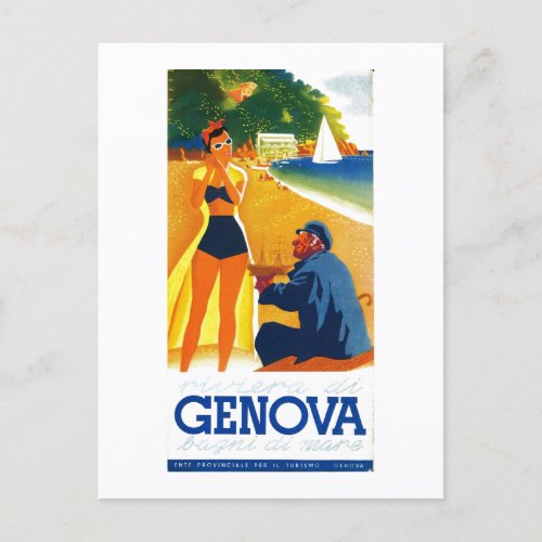 Vintage Genova Italy Tourism Postcard