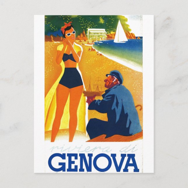 Vintage Genova Italy Tourism Postcard (Front)