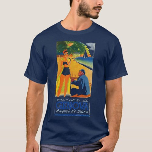 Vintage Genova Italy Tourism T_Shirt