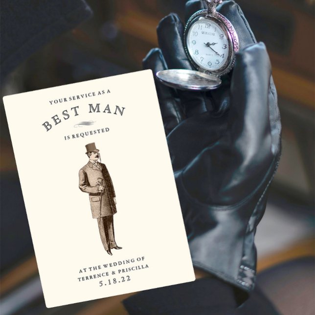 Vintage Gent | Best Man / Groomsman Request Card (Creator Uploaded)