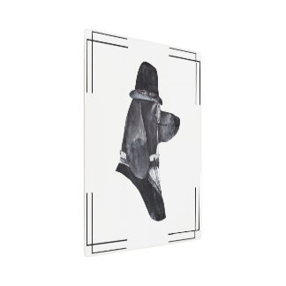 Vintage gentleman dog with glasses metal print