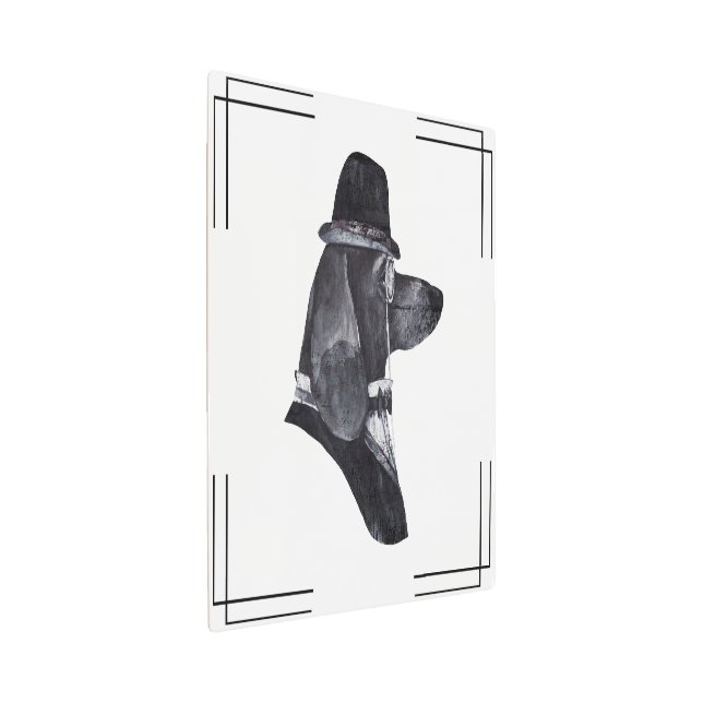 Vintage gentleman dog with glasses  metal print (3/4)