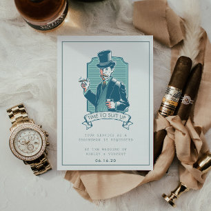 Vintage Gentleman   Groomsman Request Card