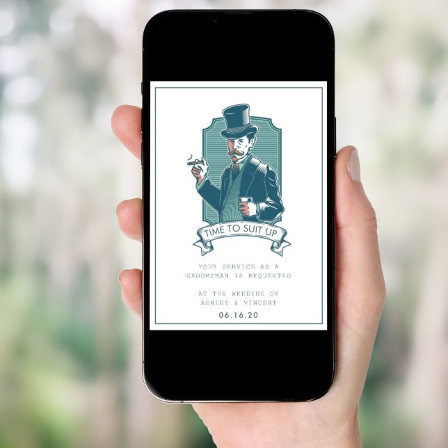 Vintage Gentleman | Groomsman Request Card (Front Digital)