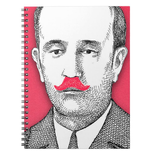 Vintage  Gentleman With Funny Pink Mustache Notebook (Front)