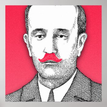 Vintage  Gentleman With Funny Pink Mustache Poster by mustache_designs at Zazzle