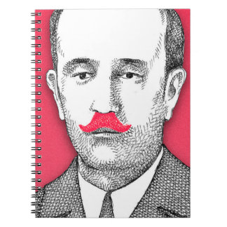 Vintage  Gentleman With Funny Pink Mustache Spiral Notebook