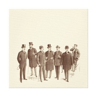 Vintage Gentlemen 1800s Men's Fashion Brown Beige Canvas Prints