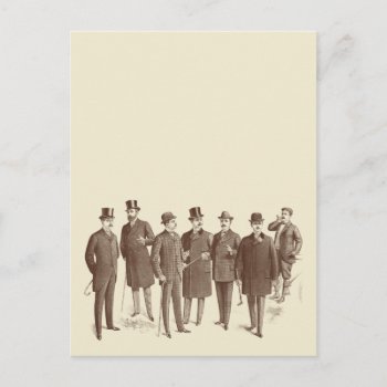 Vintage Gentlemen 1800s Men's Fashion Brown Beige Postcard by red_dress at Zazzle