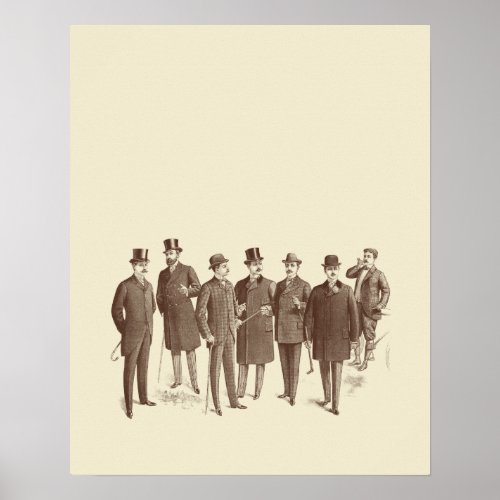 Vintage Gentlemen 1800s Mens Fashion Brown Beige Poster