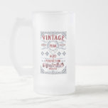 Vintage Genuine Quality Aged Perfection Birthday Frosted Glass Beer Mug<br><div class="desc">Sip on some aged-to-perfection humor with this vintage design, nestled snugly in a beer mug. Vintage Genuine Quality Aged to Perfection Original Parts Mostly... because who knew laughter could be as satisfying as a good brew? Plus, you can make it uniquely yours by adding the birth year. It's the perfect...</div>