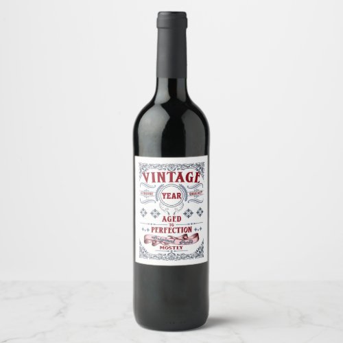 Vintage Genuine Quality Aged to Perfection  Wine Label