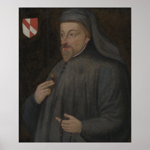 Vintage Geoffrey Chaucer Portrait Painting Poster