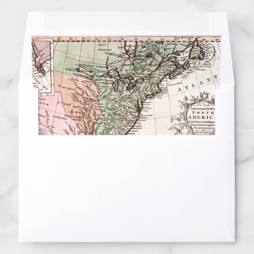 Vintage Geography New World Map North America Envelope Liner