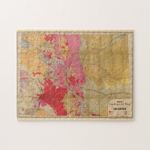 Vintage Geological Map of Colorado 1879 Jigsaw Puzzle
