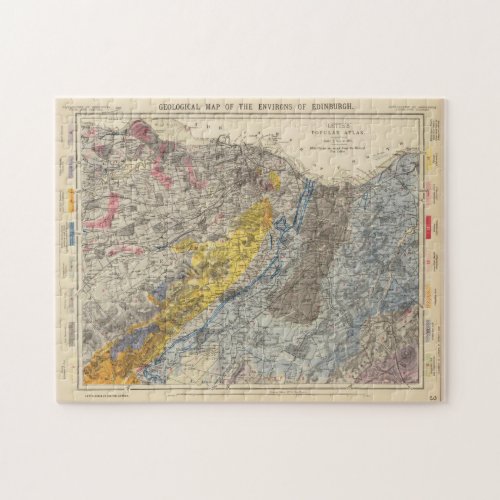 Vintage Geological Map of Edinburgh Scotland 1883 Jigsaw Puzzle