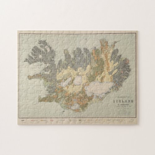 Vintage Geological Map of Iceland 1901 Jigsaw Puzzle