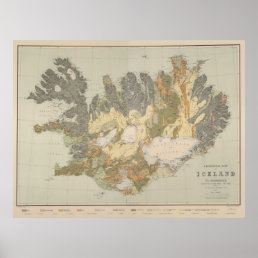 Vintage Geological Map of Iceland (1901) Poster