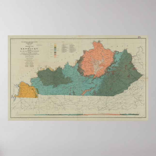 Vintage Geological Map of Kentucky (1920) Poster (Front)