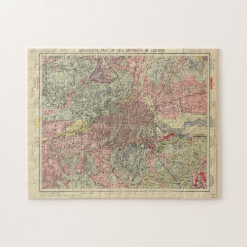 Vintage Geological Map of London 1883 Jigsaw Puzzle