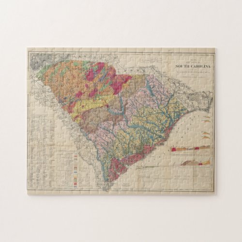 Vintage Geological Map of South Carolina 1883 Jigsaw Puzzle