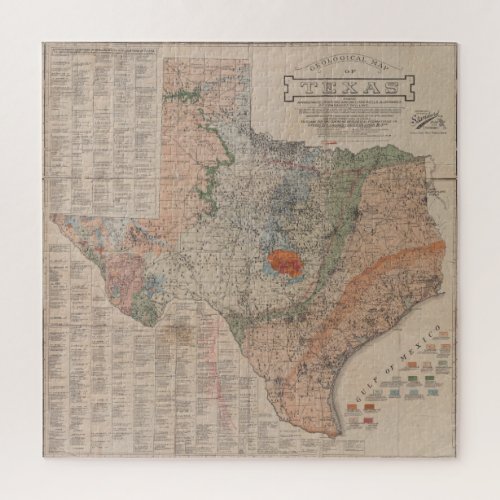 Vintage Geological Map of Texas 1920 Jigsaw Puzzle