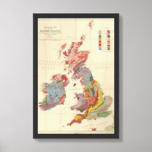 Vintage Geological Map of The British Isles (1912) Framed Art