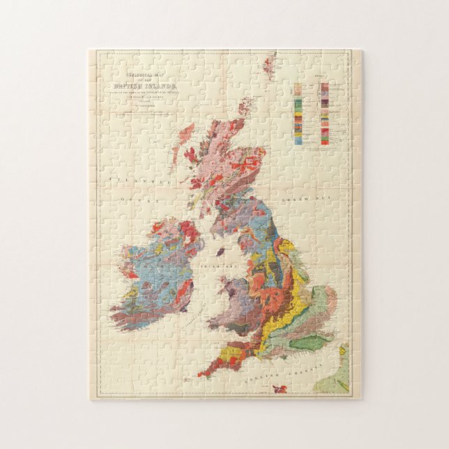 Vintage Geological Map of The British Isles (1912) Jigsaw Puzzle (Vertical)