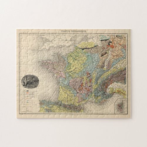 Vintage Geology Map of France 1892 Jigsaw Puzzle