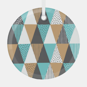 Vintage Geometric: Abstract Illustration. Glass Ornament
