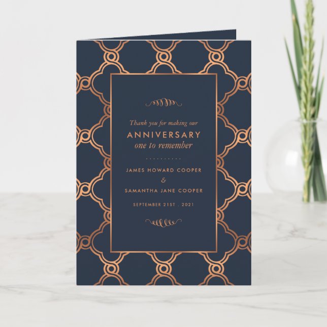 Vintage Geometric, Art Deco Anniversary Thank You Card (Front)