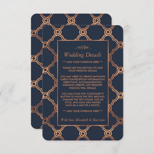 Vintage Geometric Art Deco Gatsby Wedding Detail Enclosure Card