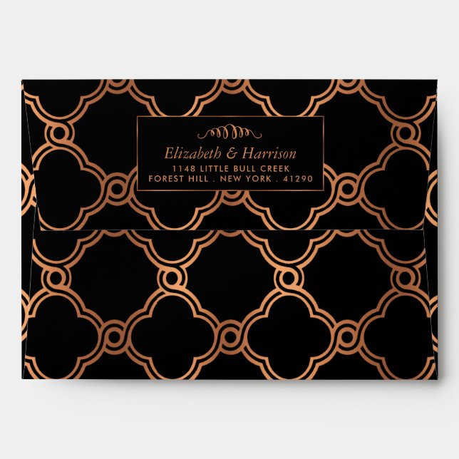 Vintage Geometric Art Deco Gatsby Wedding Envelope (Back (Top Flap))
