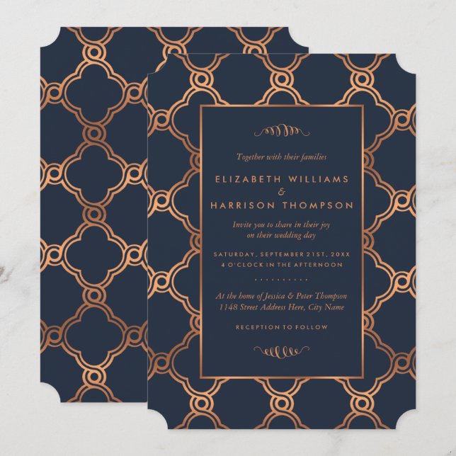 Vintage Geometric Art Deco Gatsby Wedding Invitation (Front/Back)