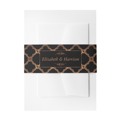 Vintage Geometric Art Deco Gatsby Wedding Invitation Belly Band