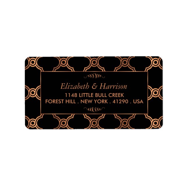 Vintage Geometric Art Deco Gatsby Wedding Label (Front)