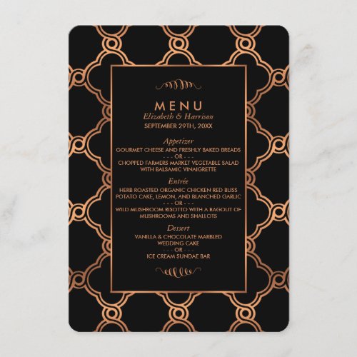 Vintage Geometric Art Deco Gatsby Wedding Menu