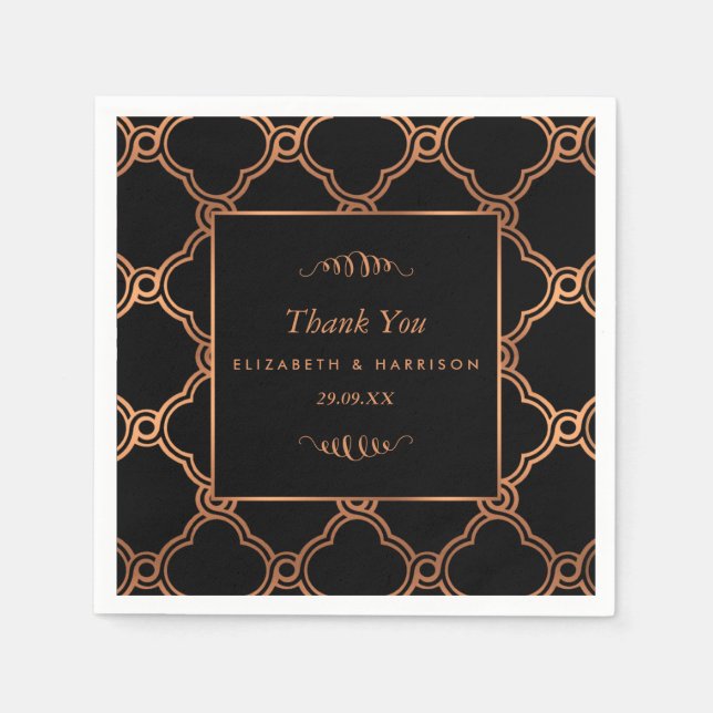 Vintage Geometric Art Deco Gatsby Wedding Napkins (Front)