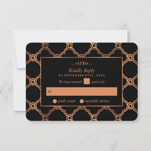 Vintage Geometric Art Deco Gatsby Wedding RSVP Card