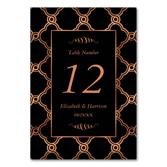 Vintage Geometric Art Deco Gatsby Wedding Table Number (Front)