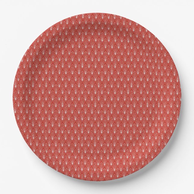 Vintage Geometric Art Deco Pattern  Paper Plates (Front)