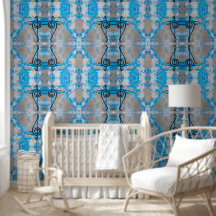 Vintage geometric blue and gray L-size pattern