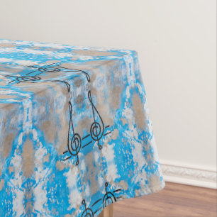 Vintage geometric blue and gray pattern tablecloth